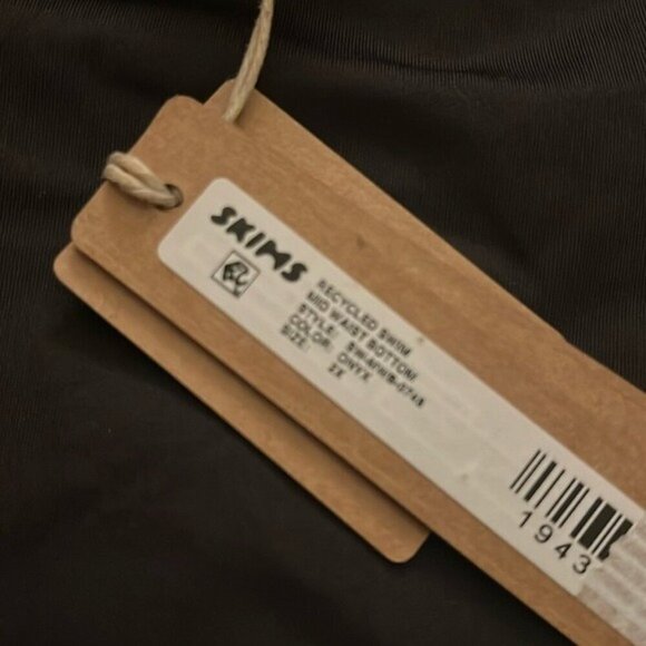 Skims 2X Swim Mid Waist Bottom Cheeky High Cut Side Onyx Black NWT - Picture 3 of 6